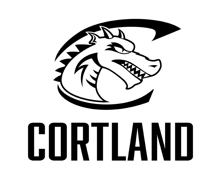 Black vertical version of the secondary mark cortland lockup